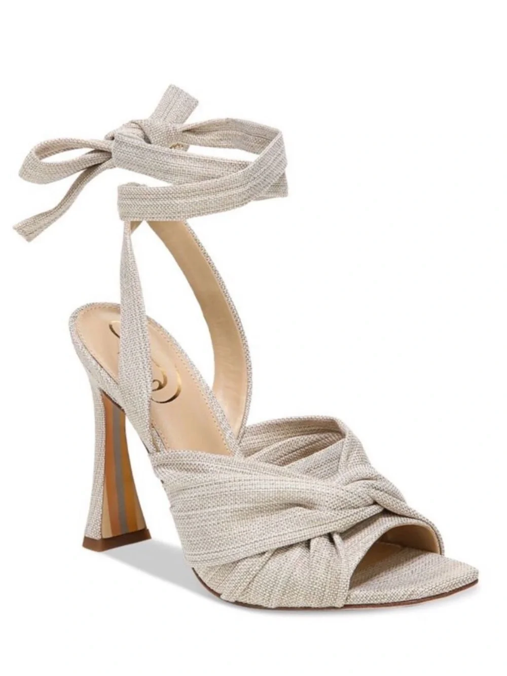 SAM EDELMAN Womens Twisted Lenora Peep Toe Flare Heeled Sandal
